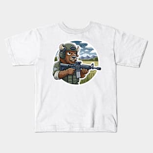 Tactical Bison Buffalo Kids T-Shirt